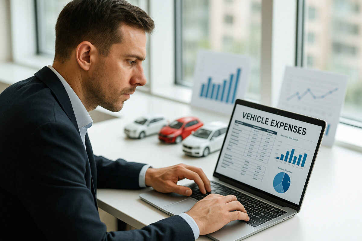 Professionnel d'affaires analysant rapports de véhicules en bureau