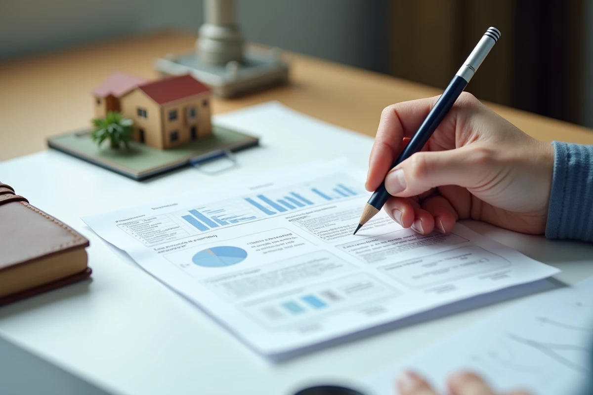 Main annotant un rapport d'audit immobilier avec des outils de diagnostic sur un bureau, symbolisant le contrôle technique avant achat
