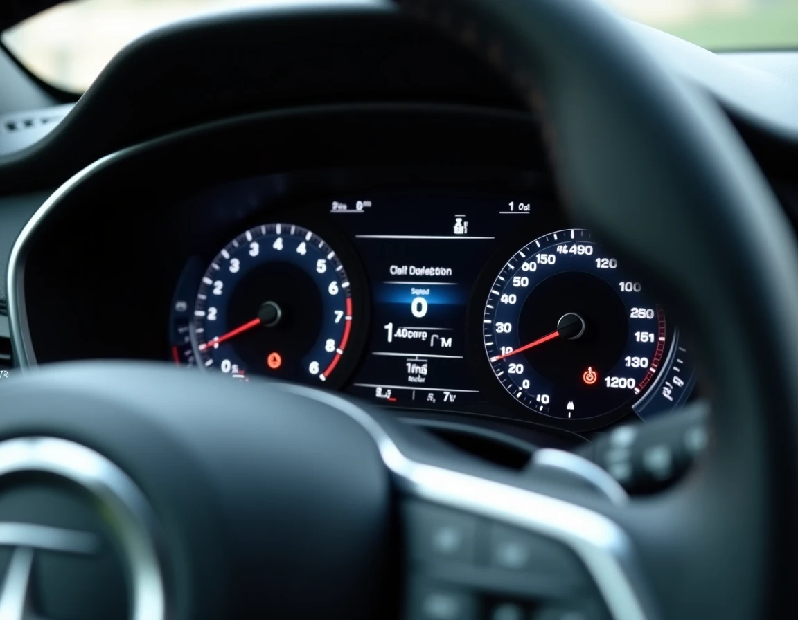 Gros plan sur le compteur de consommation en temps réel et l'ordinateur de bord d'un Citroën C3 Aircross