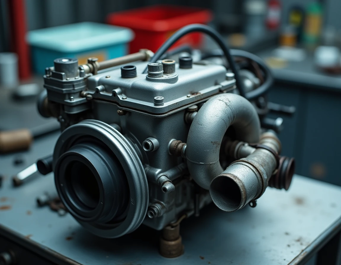 Détail du turbocompresseur et du rail d'injection du moteur 1.3 DDiS de la Suzuki Swift, révélant des signes d'usure