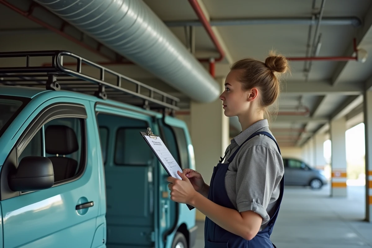 Jeune femme vérifiant la hauteur d
