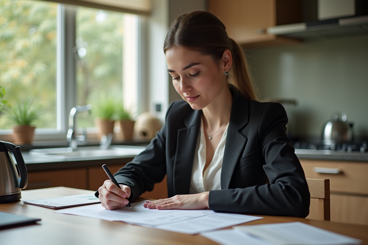 Jeune femme remplissant un formulaire de transfert automobile