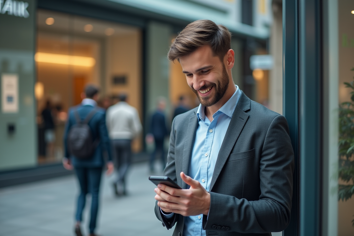 Jeune homme vérifiant ses options d