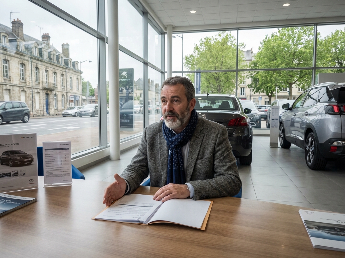 Homme détendu discutant dans un showroom à Rouen