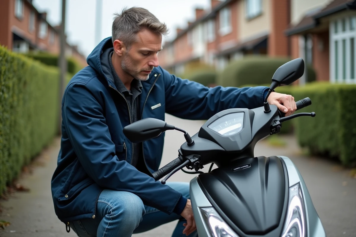 Homme examinant le tableau de bord d'un scooter Yamaha XMAX
