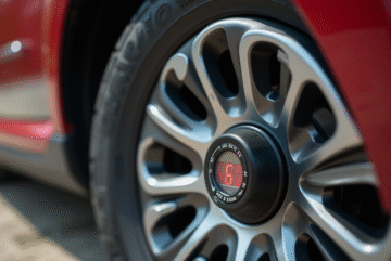 Jante de Fiat 500 avec manomètre en plein jour