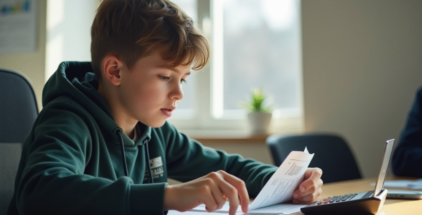 Jeune adulte étudiant la licence moto au bureau de l'auto école