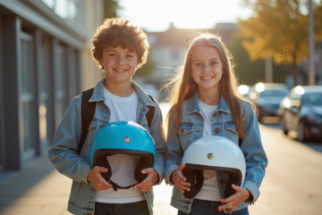 Adolescents souriants avec casque et certificat BSR
