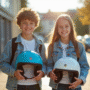 Adolescents souriants avec casque et certificat BSR