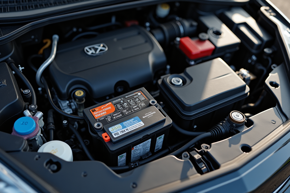 Moteur de voiture avec outils et batterie déconnectée