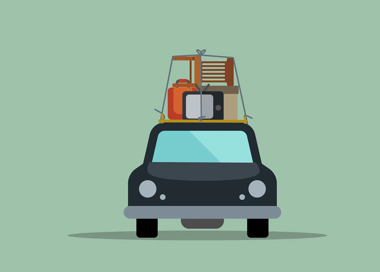 illustration d'une voiture chargée de bagages