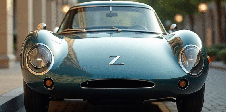 Voiture sportive vintage avec logo Z en extérieur