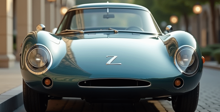 Voiture sportive vintage avec logo Z en extérieur